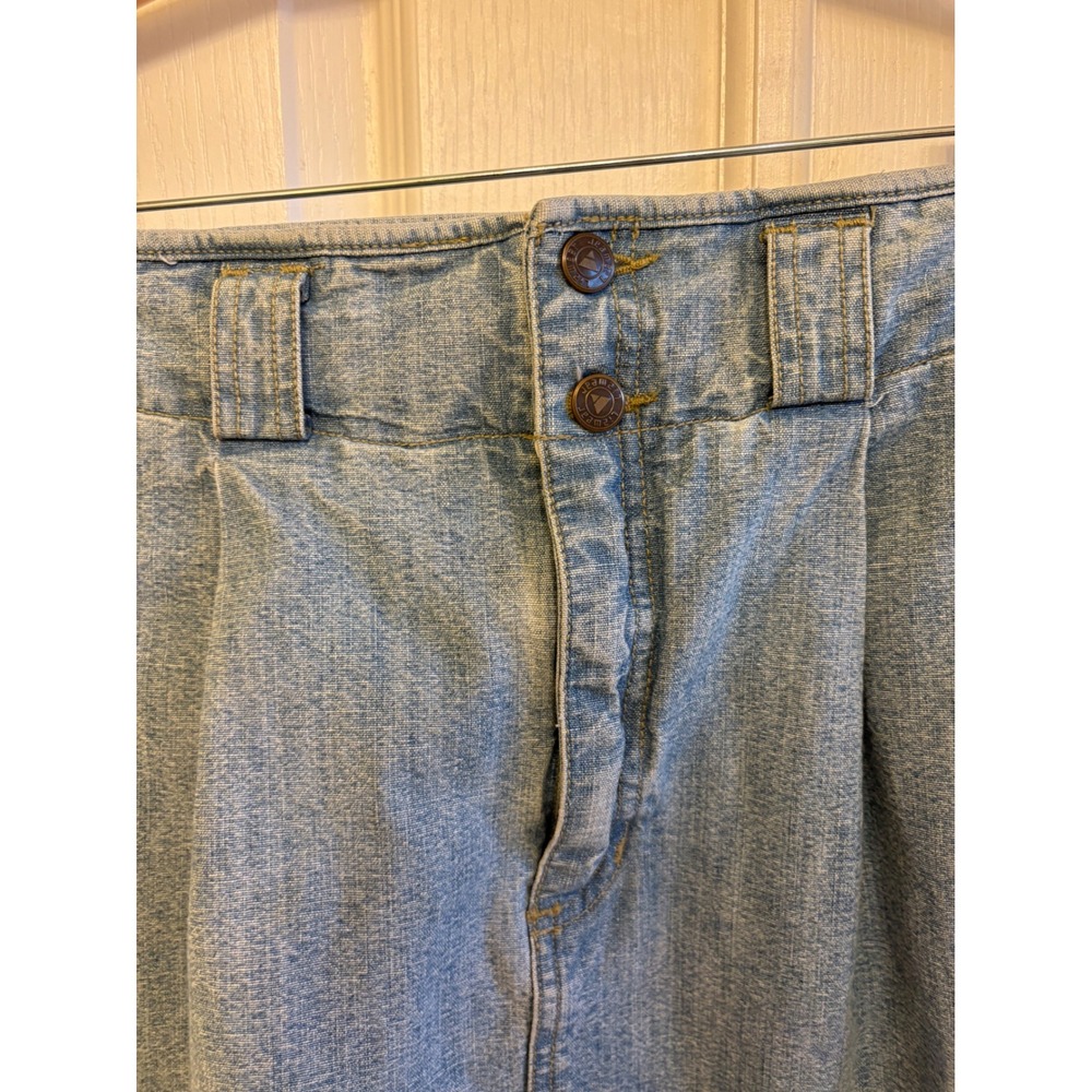 Vintage‎ ILGWU Made in USA Denim Midi Skirt Light Wash Pleated High Waist Sz 10 - Picture 2 of 8
